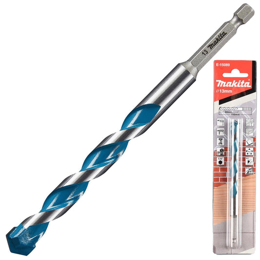 Makita TCT Multi-Material Drill Bits with 1/4" Hex Shank – Choose Size (Wood, Plastic, Masonry, Ceramic Tiles, Steel)